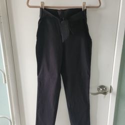 Ladies Black Dress Pants With Front Tie