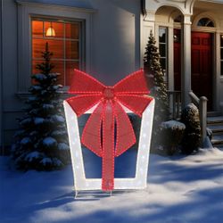 4 foot LED white free standing gift box