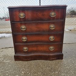 Mahogany 4 Drawer Serpentine Chest with Tooled Leather Top