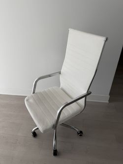 White Leather Desk Chair 