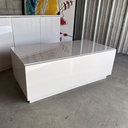 48” High Gloss White Modern Coffee Table With Storage ( Can Deliver For $10 )