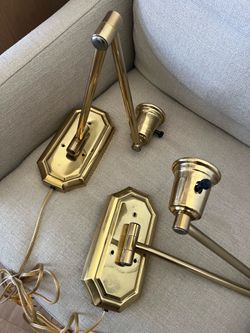 2pc Vintage Brass Wall Sconces (Plug in)