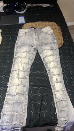Denim stacked jeans