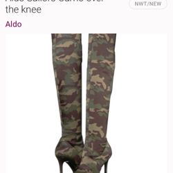 NEW - NEVER WORN - OVER KNEE CAMOUFLAGE BOOTS