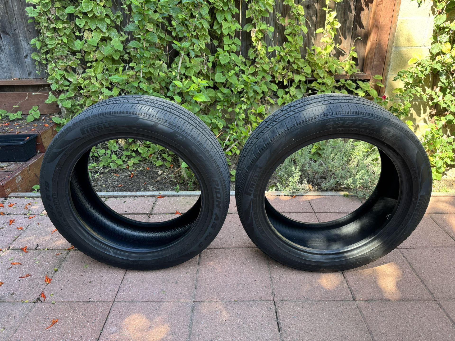 Two Used Pirelli Scorpion All Season Tires Size 235/50R19