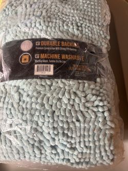 Gorilla Grip Bath Rug 70x24 Extra Long Chenille Runner Sea Blue Non Slip New
