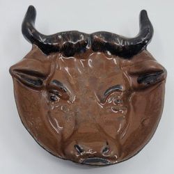 Antique Bull Ashtray/ Trinket Holder- Metal