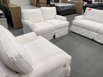 3Pc white Slipcovered sofa set