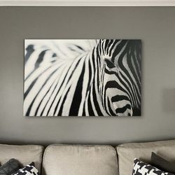 30” X 48” B&W Zebra Canvas Art Print