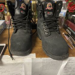 Men Brahma Steel Toe Black Work Boots Size 91/2 W