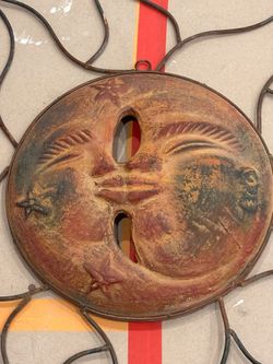 Metal Sun Face Wall Hanging