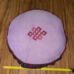 Knot Embroidered Maroon Round