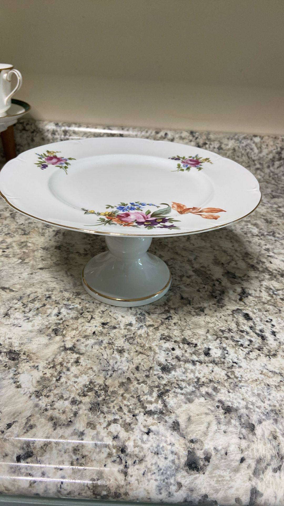 Vintage Crown 1877 GDR Flower Footed Cake Stand