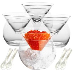 VirgoCCY 8 PCS Glass Caviar Serving Set with Shell Spoons