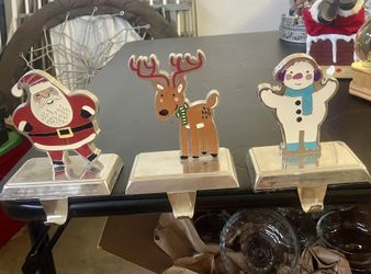 Set of 3 Christmas Stocking Holders - Santa, Reindeer, and Snowman