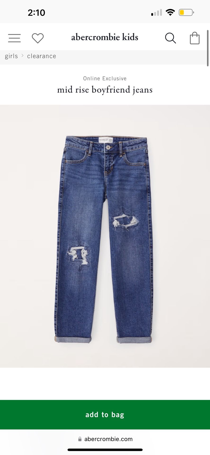 Abercrombie Jeans Kids Size