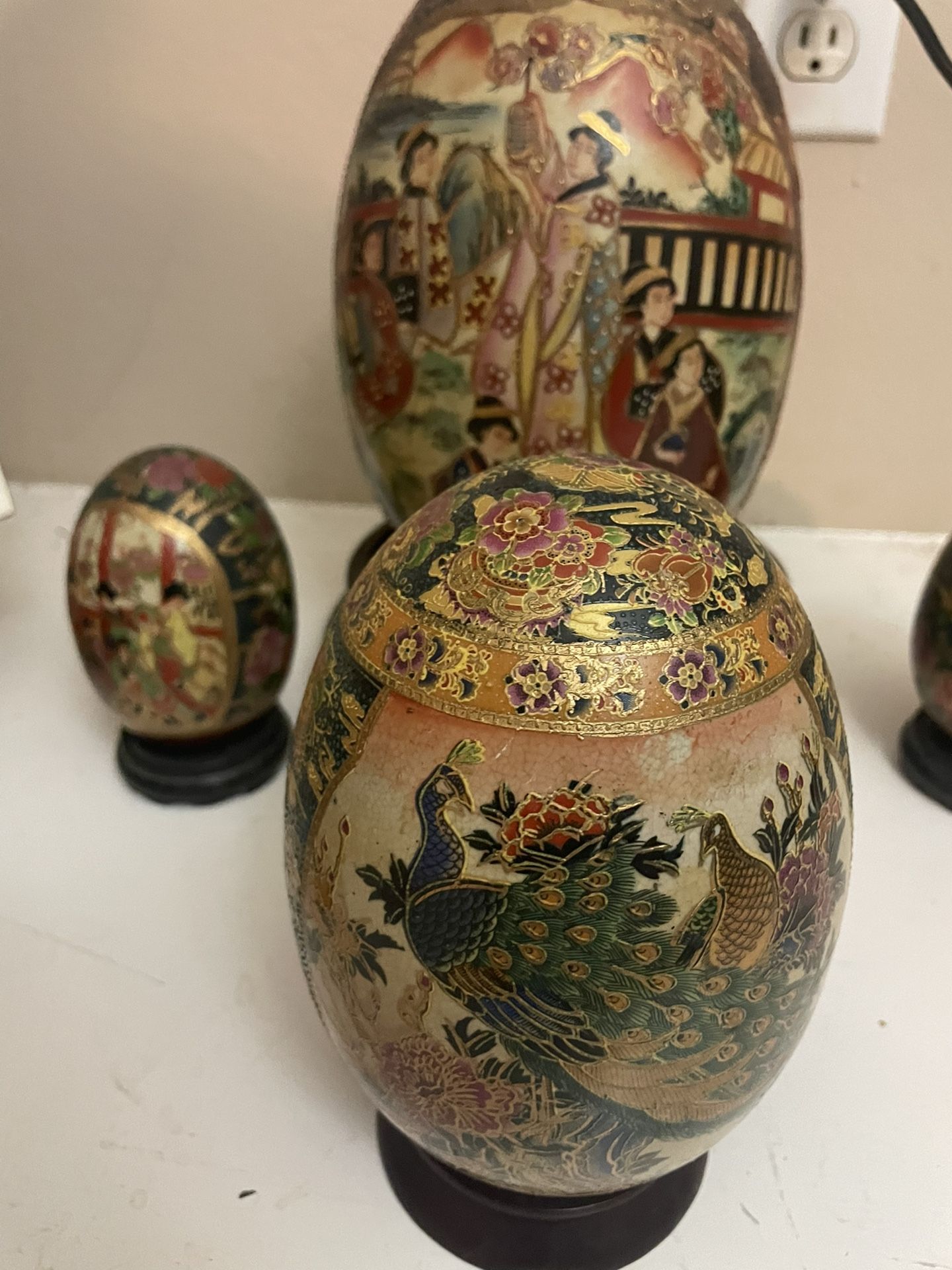Vintage collectible eggs with stands