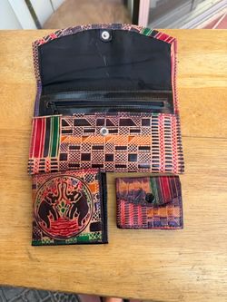 Vintage artisan hand tooled leather set