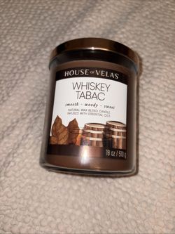 House of Velas Candle Collection, Whiskey Tabac , 18 oz jar