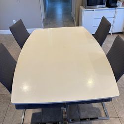 Stainless Steel Framed Dining Table With 4 Chairs