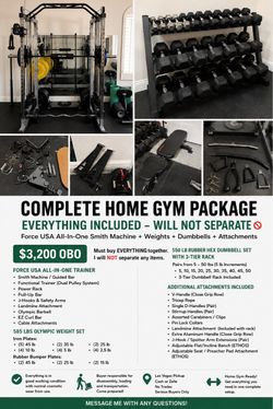 Force USA Smith Machine + 585lb Weights + 550lb Dumbbells