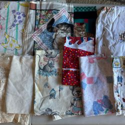 Box Full Of Vintage Fabric