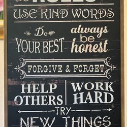 Family Rules Hand Letter Sign Wall Art 