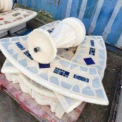 Concrete Mosaic Picnic Table with 3 Benches/ Outdoor Patio Furniture