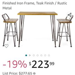 Home Denali Out Door, WOOD BAR with IRON FRAME