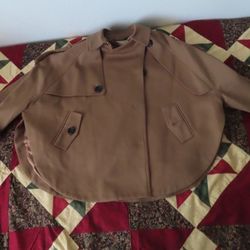 Burberry Prorsum Military Green Cape Coat Jacket Women's Size Medium