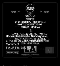 Boiler Room Sep 27th SOLD OUT
