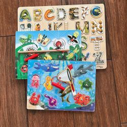 (3) Melissa & Doug Wooden Puzzles
