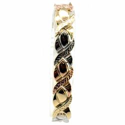 Woman’s Ladies 10k Tricolor Rose White Yellow Gold X’s and O’s Hugs & Kisses 7.25” Inch 11.2mm Bracelet GP3137682
