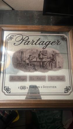 Vintage Barton & Guestier "Partager" Advertising Mirror