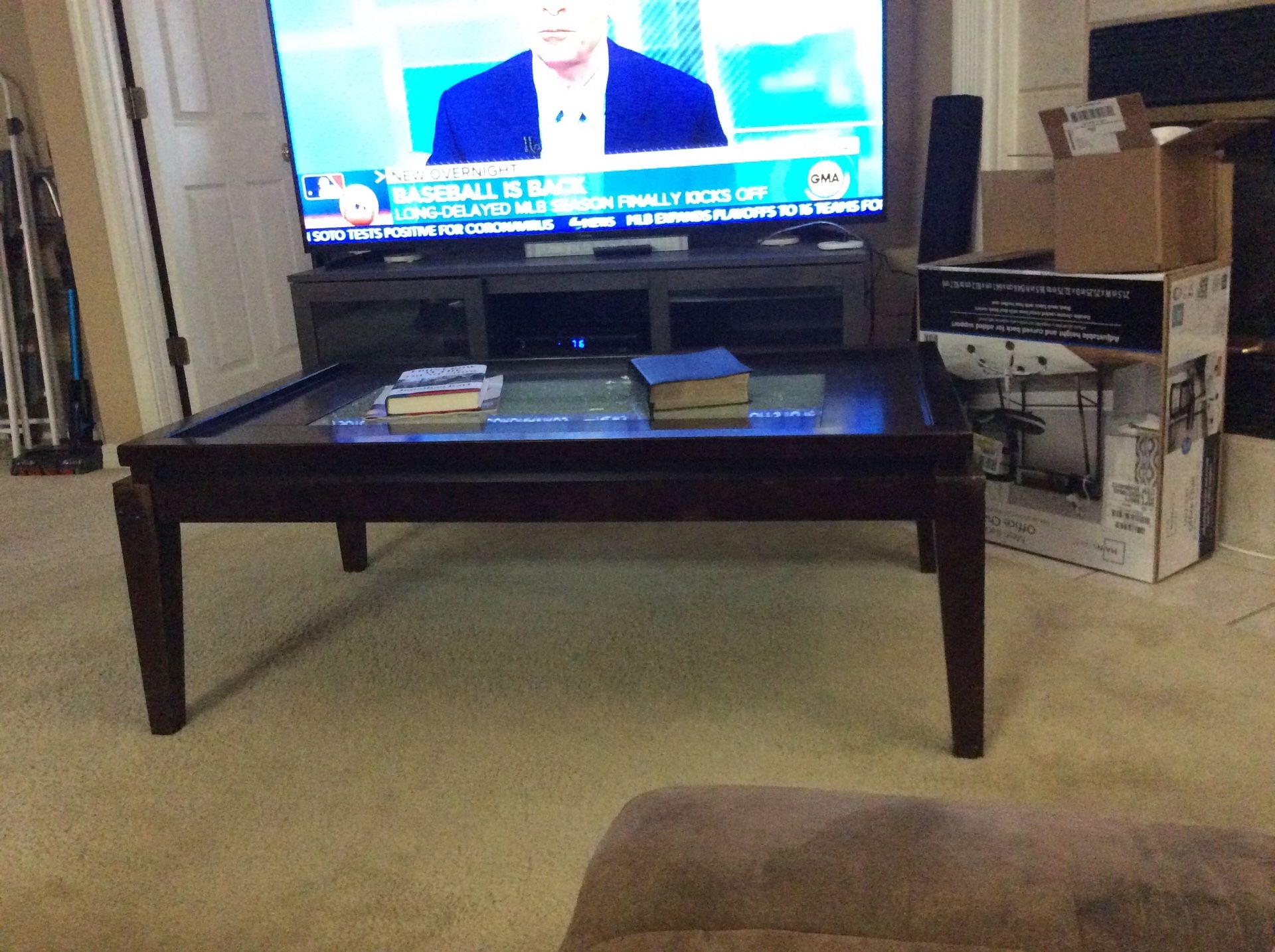 Beautiful coffee table with glass insert. Need to sell.