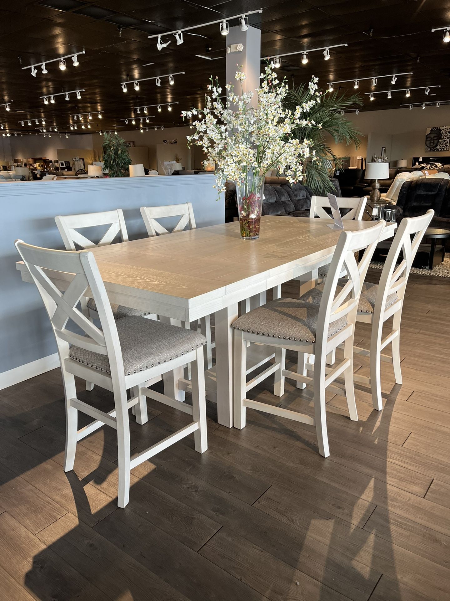 White 7pc Counter Height Dining Room Set