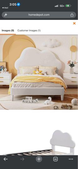 Kids Cloud-Shaped Upholstered Platform Bed