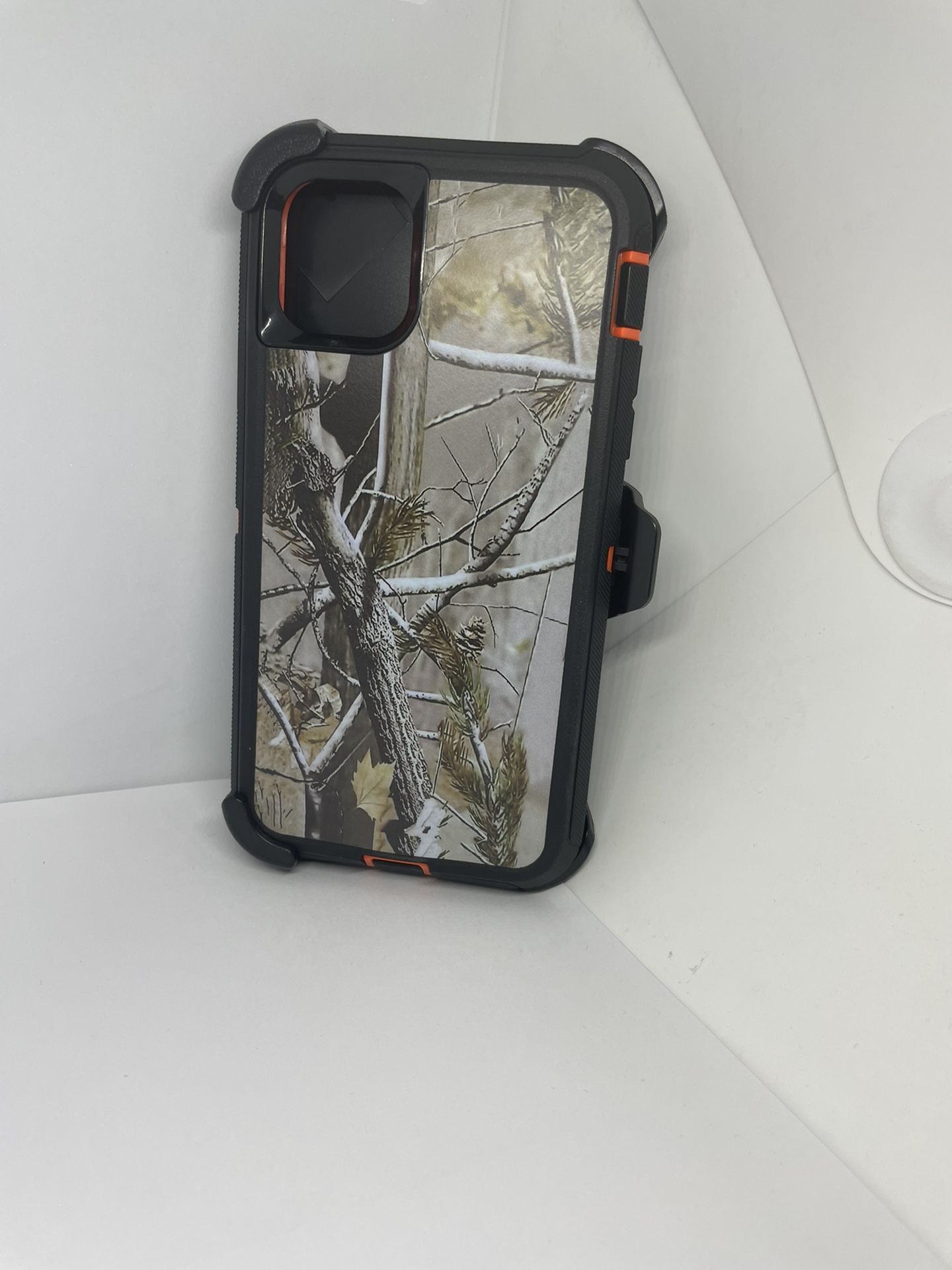 For iPhone 11 Pro Max Orange Camouflage Belt Clíp Case 