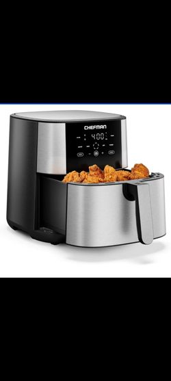 CHEFMAN  8 Qt.  Stainless Steel Air Fryer with TurboFry Option and Nonstick Basket                          Air Fry , Bake , Dry , Frozen  and  More