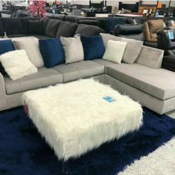 Cindy Gray Velvet Reversible Sectional ⭐ Couch 1049