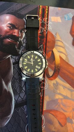 Calibre Diver-Style Watch Black Rubber Strap