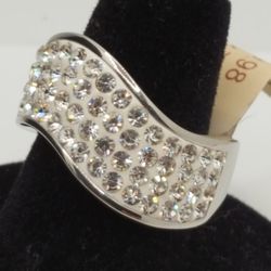 Steel Revolt Ring, Cz DIA,  Sz  8.5 New with tag, Stainless Steel, Solid vintage Ring. #683
