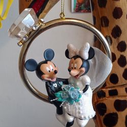 Minnie & Mickey Wedding Ring Ornament