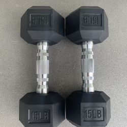 15lbs Dumbbell Pair Hex Rubber