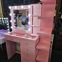 Vanity Only With Mirror & Small Shelve Pink $599