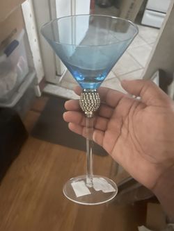 4 Light Blue Martini Glasses 