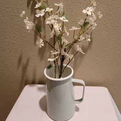 Hearth & Hand With Magnolia Porcelain Enamelware Pitcher, Silver Green 64 Oz.
