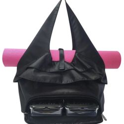 Asana Yoga Meal Prep Management Tote Stealth (Black/Black) W/ Removable 2 - Meal Insulated Core