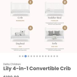 New In Box! White Delta Children Crib 