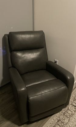 Gray Leather Power Glider Recliner